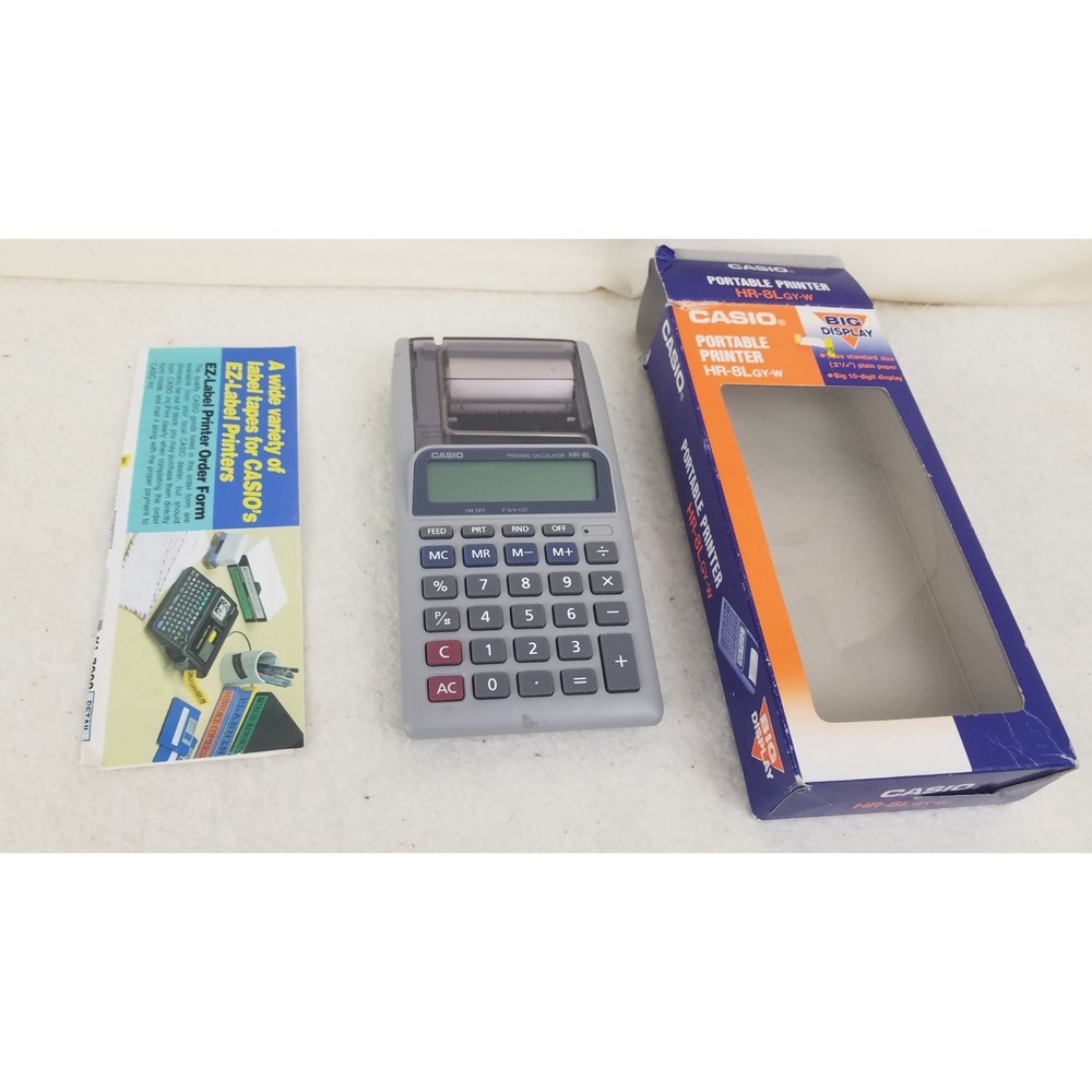 Casio HR8L GYW Portable Printing Calculator, big 10-digit display